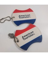American Tourister luggage tag set 2 plastic Vintage red white blue ball... - $281.36 MXN