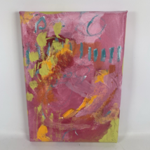 Original Art Abstract Painting Acrylic Pink Colorful Canvas 5x7 Morning ... - $35.00