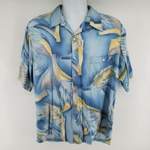 Tori Richard Honolulu Hawaiian Shirt Size L Men&#39;s Blue Floral Vintage - £36.36 GBP