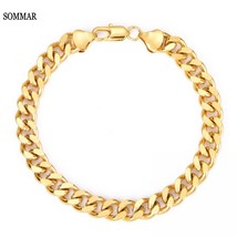 Sommar Men\&#39;s Bracelet Curb Cuban Link Chain Stainless Steel Mens Womens Bracele - £9.24 GBP