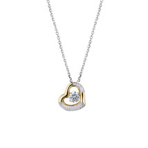 925 Sterling Silver Platinum Plated 1.75 CT White Cubic Zirconia Herat Pendant N - $199.00