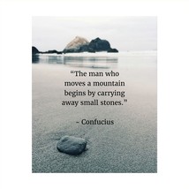 Confucius Quotes Art - &quot;Move A Mountain&quot; - 8 X 10 Inspirational Wall Art - Ready - £30.65 GBP