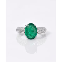 14k Gold Genuine Emerald Gemstone Engagement Ring Antique Emerald Wedding Ring - £893.25 GBP