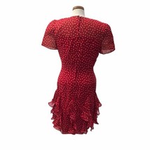 Vintage 1980s Union Made Red Polka Dot Women&#39;s Drop Waisted Cotton Dress 12 B6 - £29.14 GBP