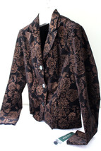 NWT LAUREN Ralph Lauren Velvet Black Gold Brocade Blazer Dress Jacket 12 $199 - £95.10 GBP