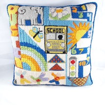Colorful Vintage Handmade Patchwork Embroidered School Teacher Pillow - £23.40 GBP