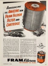 1946 Print Ad Fram Filcron Oil Filter &amp; Cartridge WW2 Jeep,Car Providence,RI - $17.94