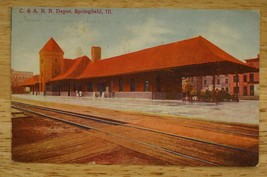 Vintage Railroad Postcard C &amp; ARR Depot Railway Springfield Illinois 1910 Cancel - £6.59 GBP