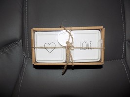 Rae Dunn Heart- Love Jewelry Box White Set of 2 Ceramic NEW - £20.04 GBP