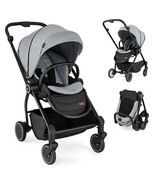 Foldable Infant Pram Stroller with Reversible Seat Reclining Backrest-Gr... - $4,665.87 MXN