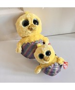 Lot Of 2 Easter Chicks Ty Beanie Boos Megg  Rainbow Glitter Eggshell 10&quot;... - $17.82