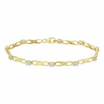 14k Yellow Gold Finish Simulated Diamond Infinity Tennis Bracelet 7&quot; inch - £197.78 GBP
