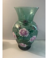 HAND PAINTED Emerald Green VASE 10.5&quot; Tall Cold Painted - £14.90 GBP