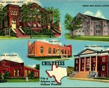 Vtg Linen Postcard Childress Texas TX Multiview Religious &amp; Cultural Fac... - $11.83