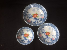 Antico Porcellana Cinese Presentazione Set Blossom. Marchiato Sealmark. Set Di 3 - £72.87 GBP