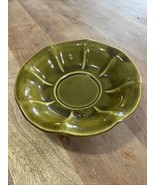 Vintage Mccoy Flower Shaped Pottery Ceramic Serving Dish Olive Green Bow... - $19.14 CAD