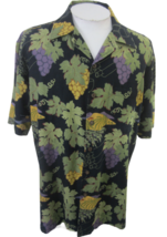 Dem Crazy vintage Men Hawaiian camp shirt pit to pit 25 wine grapes vineyard XL - £30.06 GBP