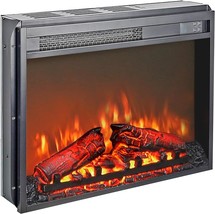 23 Inch Insert, Ultra Thin Heater With Log Set &amp; Realistic Flame, Remote Control - £205.62 GBP
