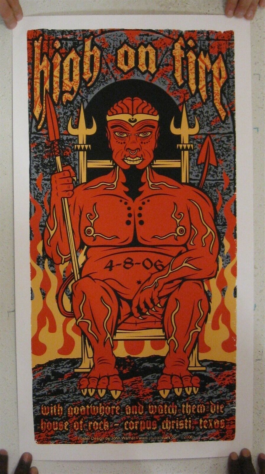 Alto Su Fuoco Poster Serigrafia Aprile 8 2006 Corpo Christi - $62.98