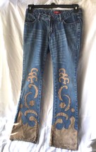 Triton Women’s  Denim Jeans Pants Leather Suede 38 Hippie Hippy Boho - £26.81 GBP