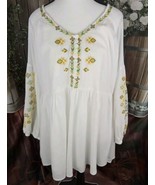 Chelsea &amp; Violet Mini Dress Size L Embroidered Floral Long Sleeve Lined - $19.80