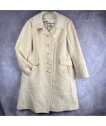 Vintage 60s 70s Wool Overcoat Womens M/L Rices Cream Button  Lined Long ... - $92.19 CAD