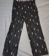 ISLAND REPUBLIC Pants Women&#39;s 14 Black Capri Cropped Pink Embroidered Fl... - $14.80