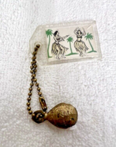 Vintage Hula Girl Flasher Keychain Holiday Travel Service Portland Oregon - $9.41