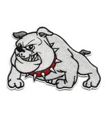 BULLDOG IRON ON PATCH 3.5&quot; Cartoon Smiling Dog White Embroidered Appliqu... - €5,16 EUR