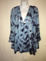 Raviya Tie-Dyed Crochet-Inset Long Sleeve Cover-up SZ S NEW - £39.16 GBP
