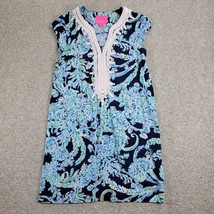 Lilly Pulitzer Womens Madia Tunic Dress Small Blue Floral V-Neck Cap Sleeve - £40.86 GBP