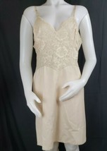 Vintage Vanity Fair Nude Lace Nylon Full Slip Dress Size 38 S Silky Lingerie USA - $62.38