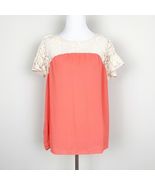Anthropologie Maeve Top with Lace Detail Size Small Orange/Coral And Cream - $20.83 CAD