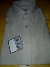 HATHAWAY MICROFIBER MEN&#39;S LS BEIGE DRESS SHIRT-15.5x34-NIP-NICE - $23.33