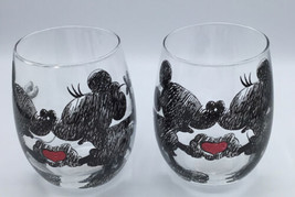 Disney Mickey Mouse Tear Drop Glass - Mickey and Minnie Heart 2 Glasses New - $24.74