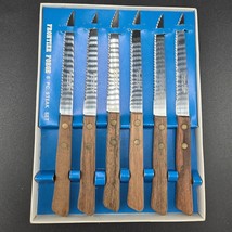 Frontier Forge 6 Piece Steak Knife Set Stainless Blade Wood Handle In Box - $11.20