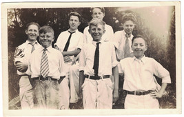 Snapshot of Group of Seven Boys with Ties on, 1930s era. - Name on back. - £6.05 GBP