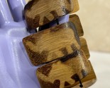 Wood Square Link Stretched Animal Graphic Cultural Fashion Bracelet - £9.03 GBP