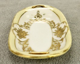 Antique Miniature Tray, Pin Dish, Gold Floral Art, 1906 Maruki Nippon Porcelain - £19.49 GBP