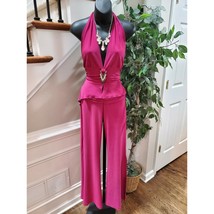 Kitty Women&#39;s Pink Polyester Sleeveless Halter Neck Top &amp; Trouser 2 Piec... - $34.65