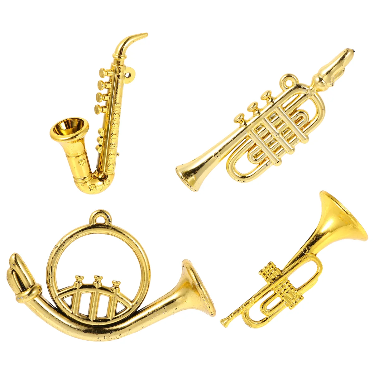 4Pcs Musical Instrument Trumpet Saxophone Miniature Model Christmas Tree Hanging - £9.42 GBP