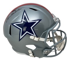 Roger Staubach Firmado Dallas Cowboys Tamaño Real 1976 Réplica Velocidad Casco - £333.39 GBP