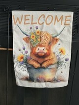 Welcome ~ Adorable Cow Garden Flag ~ 12&quot; x 18&quot; ~ NEW! - £6.82 GBP
