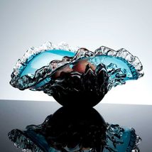 Creative Blue Wave Glass Art Fruit Bowl, Luxury Large Crystal Serving Tr... - $5,526.91 MXN