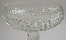 Indiana Glass Diamond Point Clear Candy Dish 7.25&quot; Tall Decorative Collectible - £15.50 GBP
