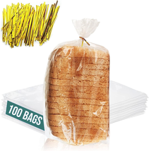 Reusable Plastic Bread Bags for Homemade - 100 Pack Clear Bag with Ties for an A - £15.34 GBP