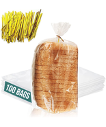 Reusable Plastic Bread Bags for Homemade - 100 Pack Clear Bag with Ties ... - £15.33 GBP