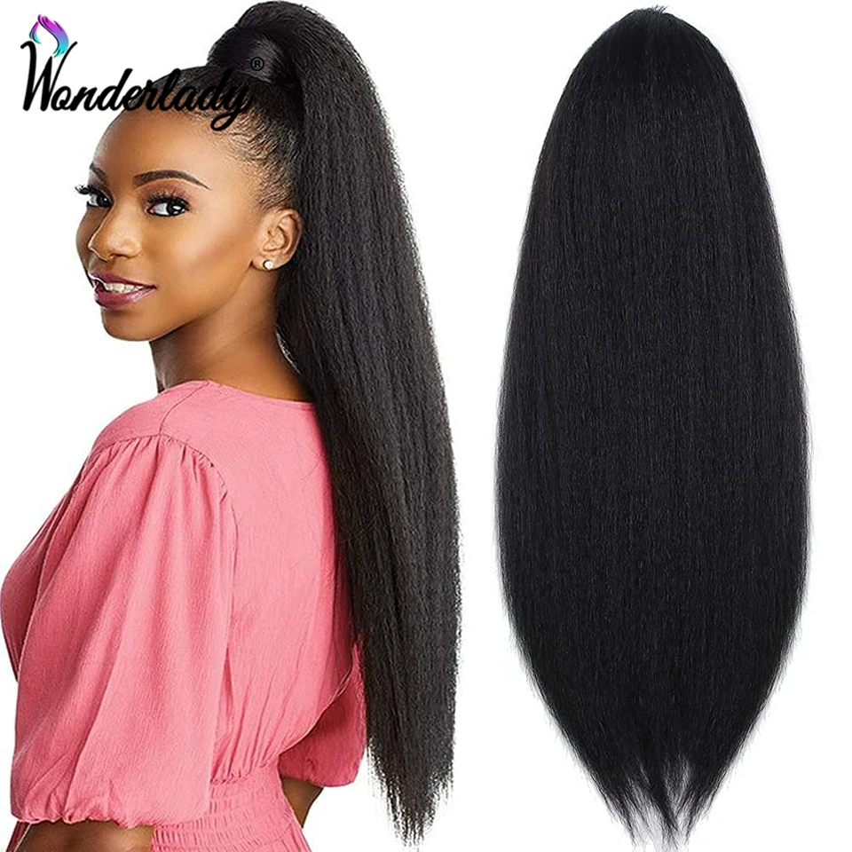 WonderLady Afro Yaki Straight Drawstring Ponytail Synthetic Hair Extensions Long - £16.34 GBP