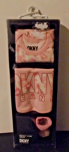 DKNY Bodysuit Bib &amp; Socks 3 Piece Set 0-3 Months New Born Baby New Sealed Pink - £22.90 GBP