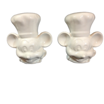 Mickey Mouse Chef Disney Ceramic Salt Pepper Shakers White USA Sticker Vintage - £11.08 GBP